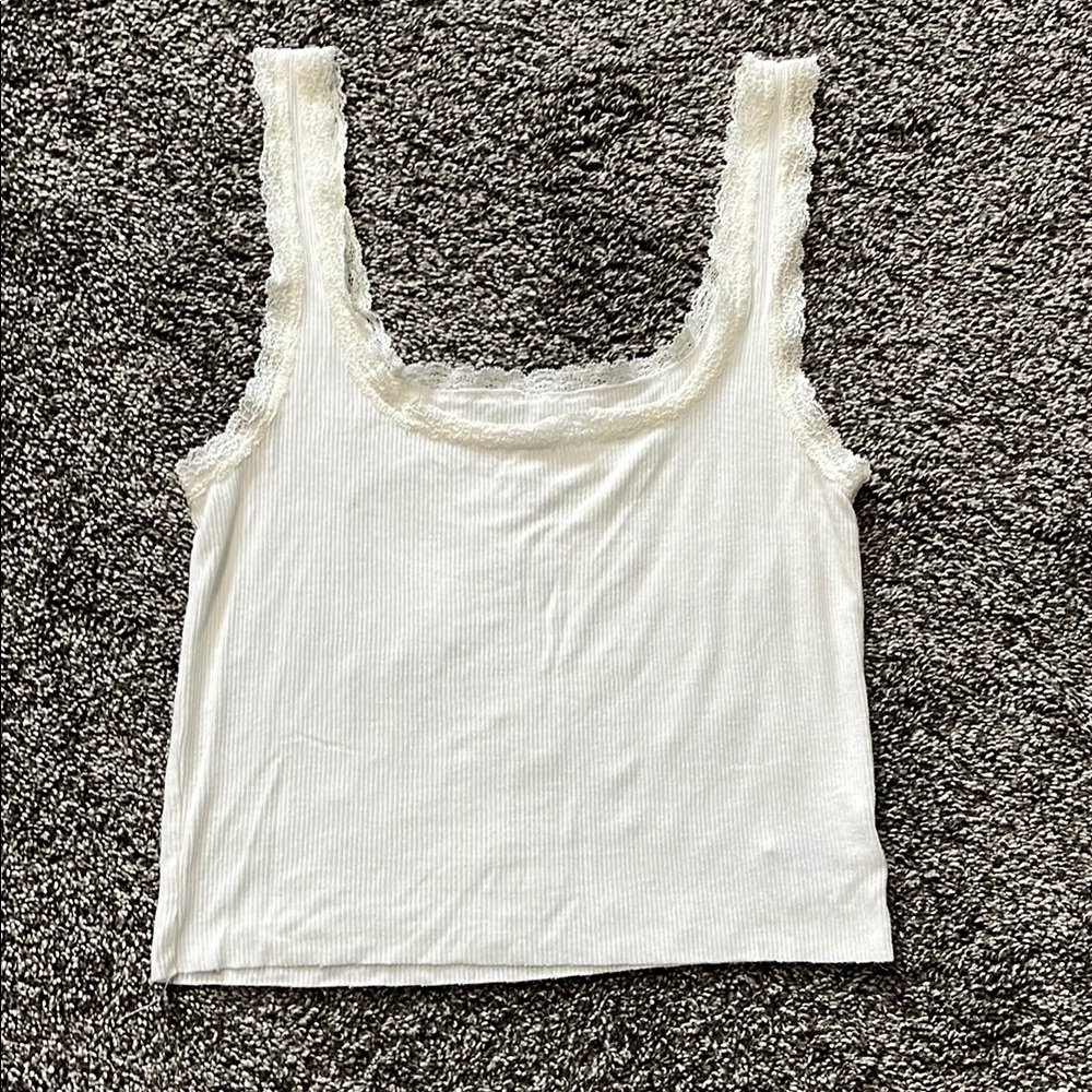 Cream Lace Trim Top